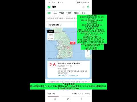Informações sobre o terremoto na Coreia O terremoto M2.6 ocorreu em uma área 10 km a sudoeste da cidade de Andong, Gyeongsangbuk-do Coreia KMA intensidade sísmica máxima III (3) Japão JMA intensidade sísmica máxima 2