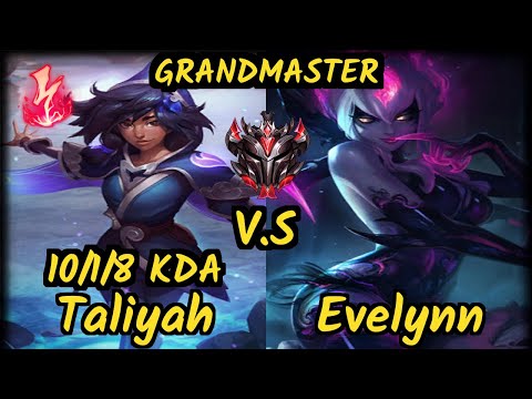 Vrow (TALIYAH) vs EVELYNN - 10/1/8 KDA JUNGLE GAMEPLAY - EUW Ranked GRANDMASTER