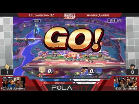 CFL Smackdown 92 WiiU - FOX MVG Mew2king (Cloud) vs GxG DuffoBagBoi (Little Mac) - Winners Quarters