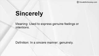 Sincerely Meaning