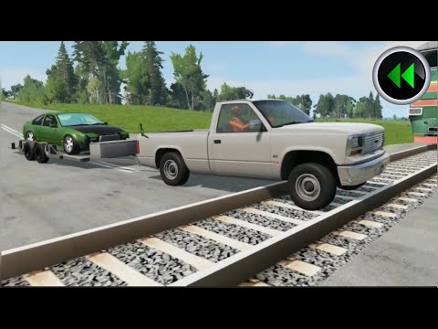 Reverse Cars vs Rails - BeamNG Drive