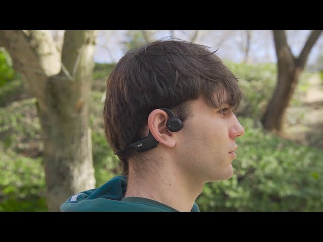 Auscultadores Cool Bone sem fios Bluetooth condução óssea com microfone e controlo tátil pretos video