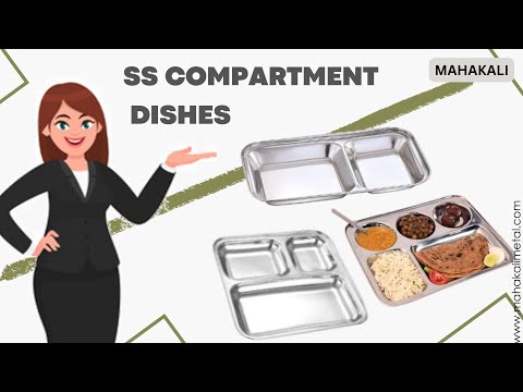 Stainless Steel Rectangle Thali Steel 5 Compartment Plate,Thali,Mess Tray,Dinner Plate - 19 point