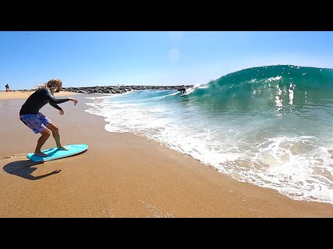 Surfing and Skimboarding WEDGE on massive HIGH TIDE !!!  - Spring 2021
