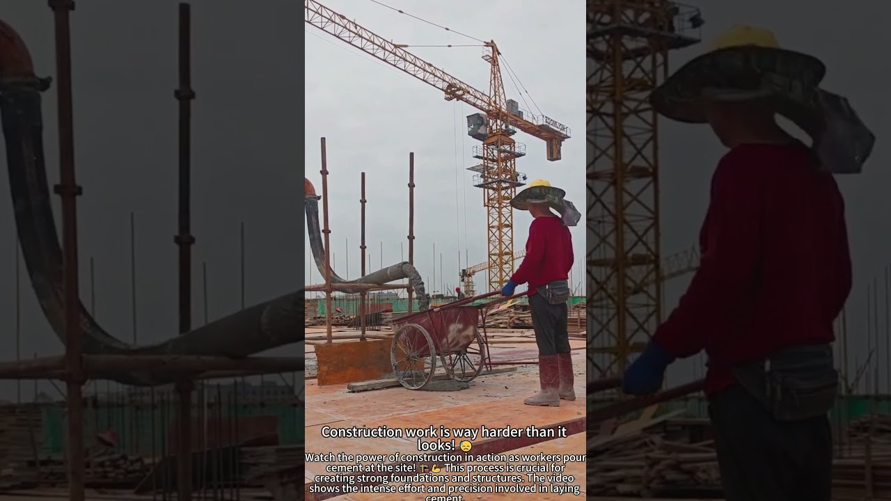 Construction Site Cement Pouring in Action 🏗️💪