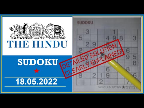 How to Solve 1 Star Hindu  Sudoku May 18, 2022 -  Step By Step Solution