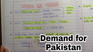 Demand for Pakistan || Handwritten Notes || National Movement || Modern India || An Aspirant !