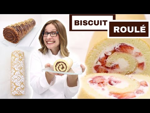 BEST Moist and light SWISS ROLL Easy Recipe Vanilla and Chocolate + Mascarpone Cream & Strawberries