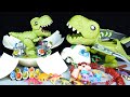 DINOSAUR EGGS : 2 BIG T-REX, 32 mini DINOSAURS - ASMR - DINO KING TOYS - 240510