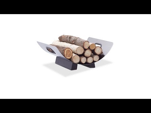 Panier bûches de bois en inox Gris - Argenté - Bois manufacturé - Métal - Matière plastique - 41 x 16 x 33 cm