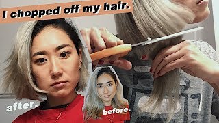 CUTTING OFF MY HAIR INTO A BLUNT SHORT BOB｜DIY ONE-LENGTH BOB｜PlaythislifeAzusa
