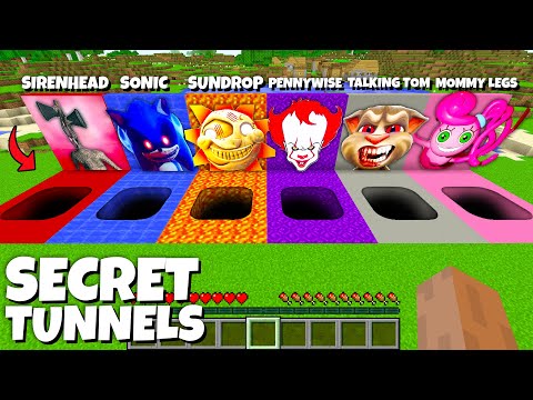 Where do lead CURSED SECRET TUNNELS in Minecraft? SONIC and SUNDROP and Talking Tom Mommy Long Legs