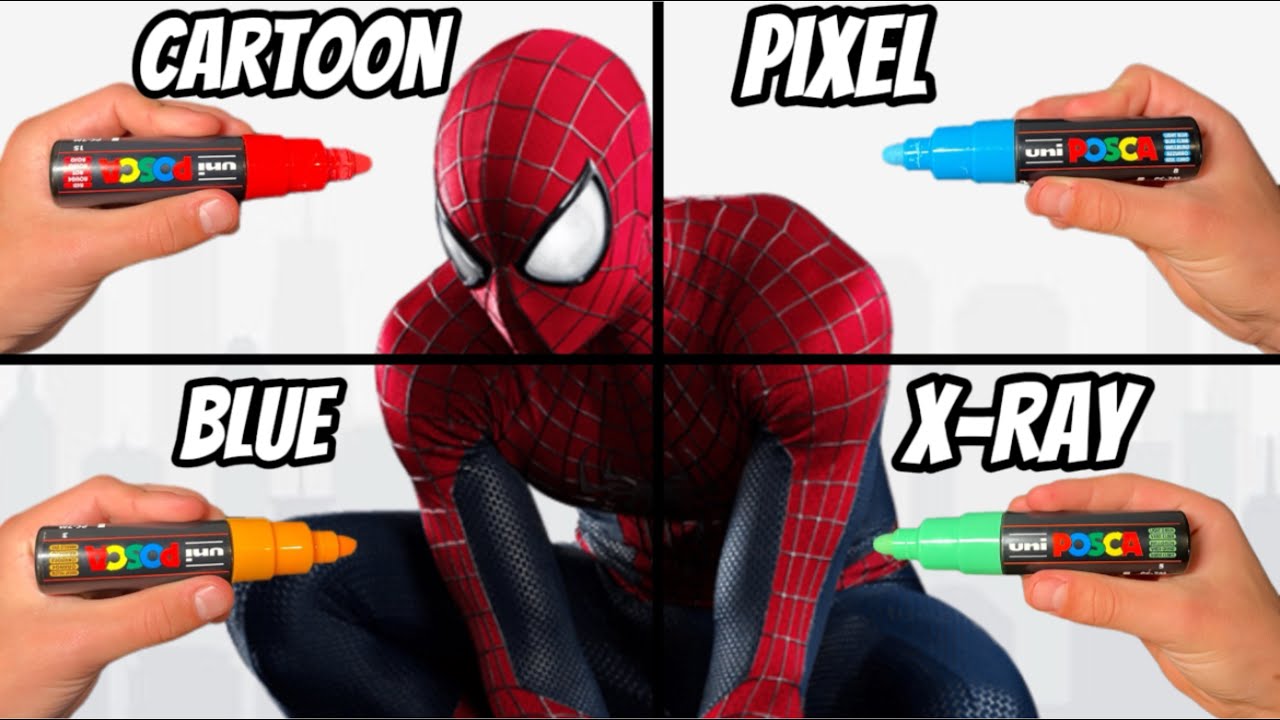 Drawing Spiderman In 4 Different Styles!