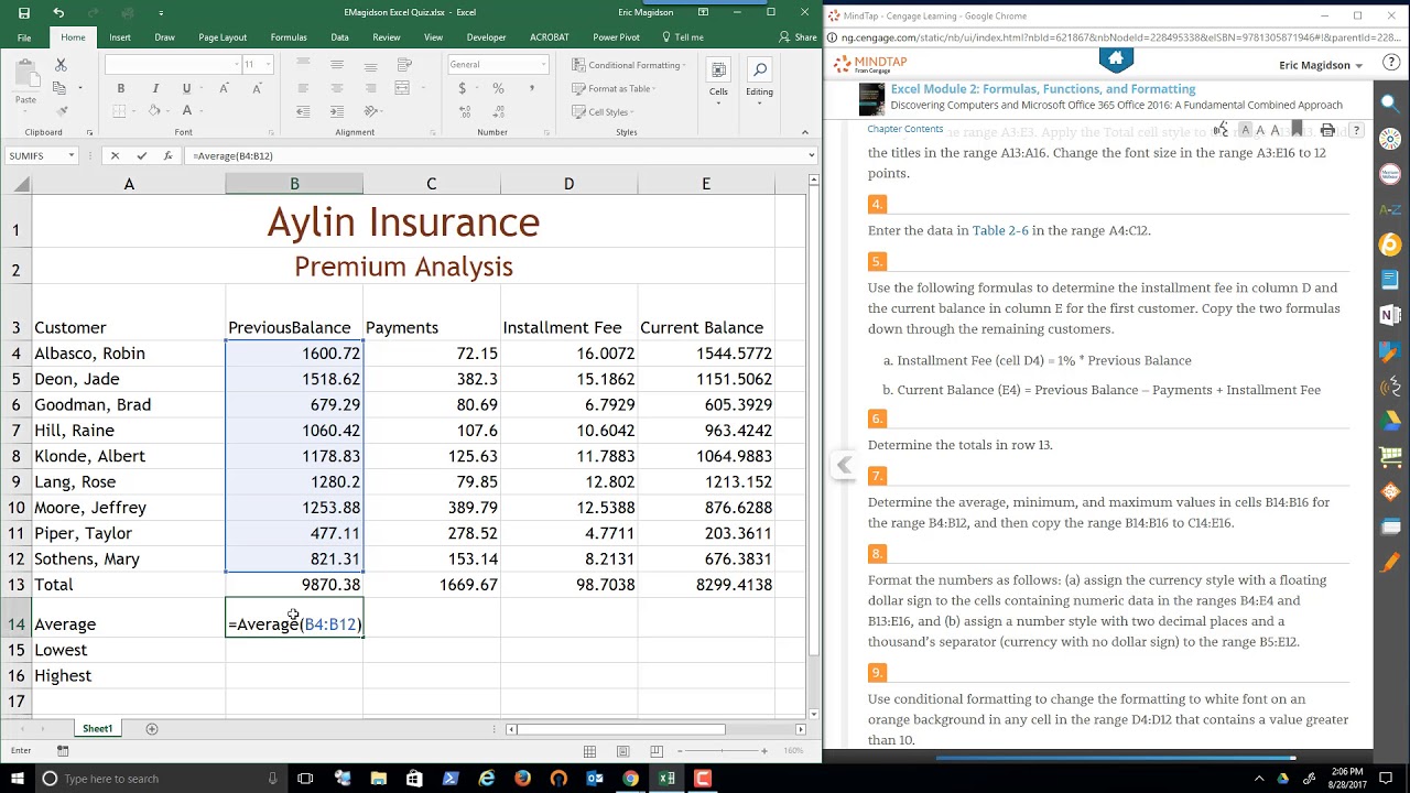 Excel Module 2 Lab 1 Solution Video