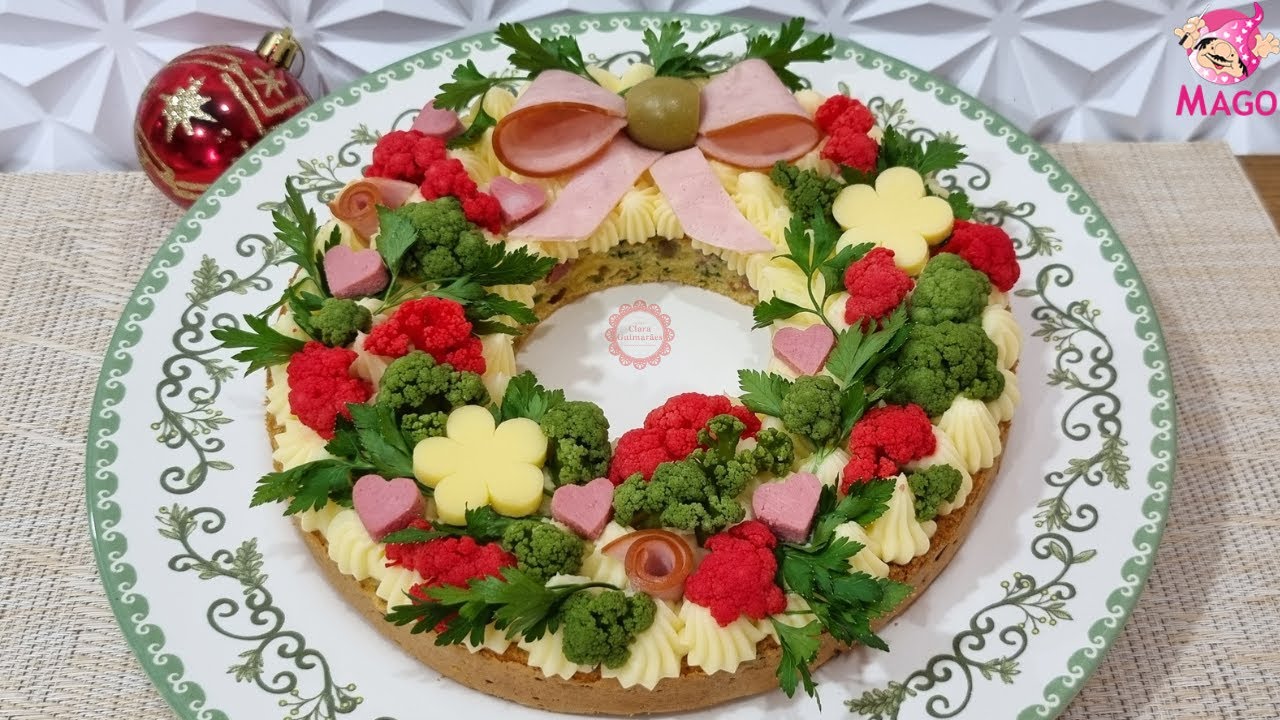 TORTA GUIRLANDA SALGADA! Massa fácil e linda decoração com vegetais naturais! (Aula Mago)