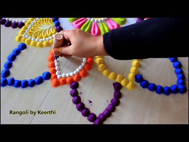 Beautiful diwali rangoli design with leaves by keerthi