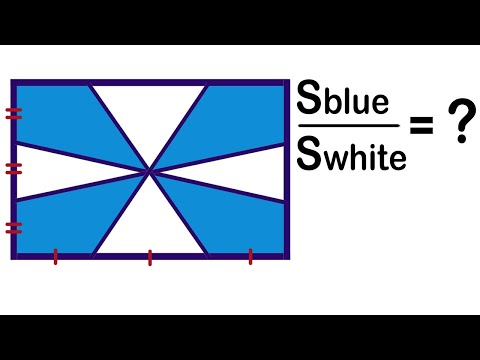 Find the ratio of blue to white areas on the flag. Math Olympiad Geometry problem.