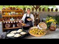 CORTANDO NISPEROS NOPALES FLORES Y MANZANILLA Y UN RICO ESPINAZO CON NOPALES