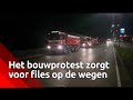 Protesterende bouwers onderweg naar Malieveld