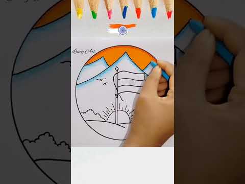 Republic Day Drawing|| National Flag of India Drawing|| Republic Day Poster Drawing #shorts