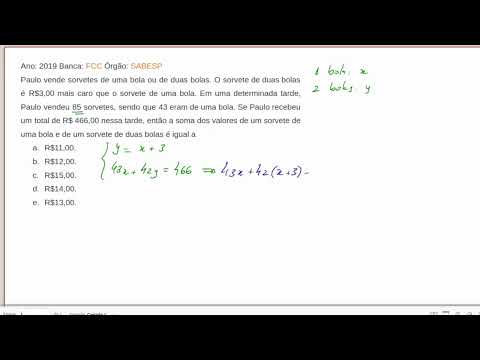 Questão de Matemática - FCC 2019 resolvida Passo a Passo!