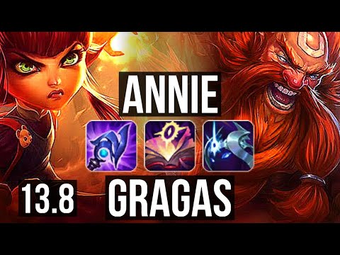 ANNIE vs GRAGAS (MID) | 68% winrate, 12/2/8, Legendary | KR Grandmaster | 13.8