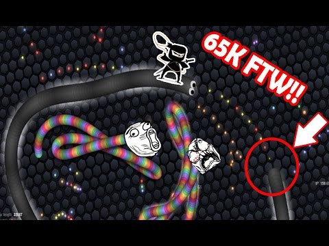 Slither.io Black Ninja Snake Going for World Record "Length 65,131" Crazy Battle!! Gameplay - YouTube
