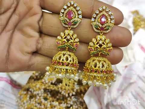 Golden party wear ladies big artificial jhumki