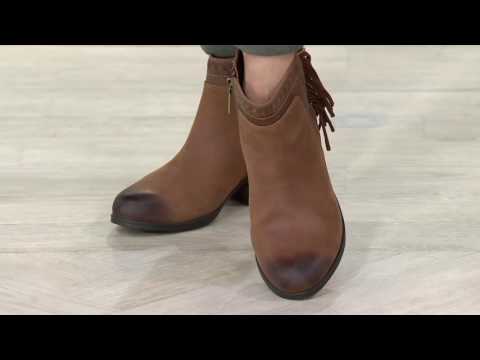 Clarks Artisan Nubuck Fringe Ankle Boots - Gelata Flora on QVC