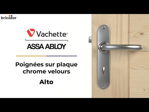Poignées de porte sur plaques - finition chromé velours - Alto VACHETTE