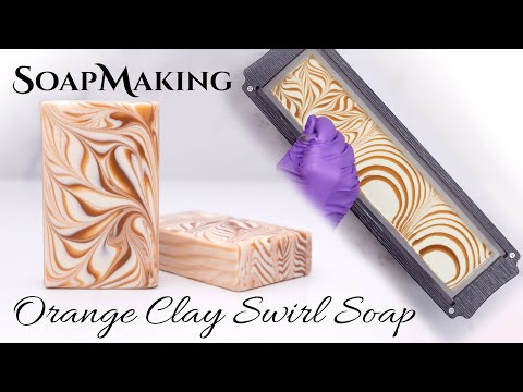 Orange Clay Swirl Soap Making | Chopstick Swirl