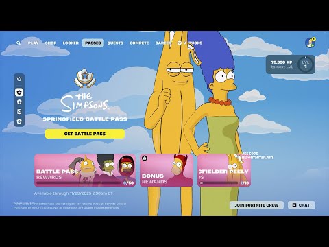 Fortnite x THE SIMPSONS — BATTLE PASS FULL SHOWCASE (Skins, Rewards, Springfield Cosmetics)