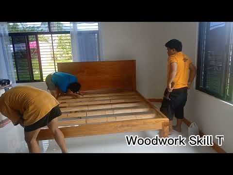 Installing Bedframe made of solid Narra Wood #diy #woodworking  #bedframe