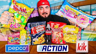 PROVANDO 11 PRODUTOS ESTRANHOS DA LOJA PEPCO, ACTION E KIK (muito bizarros!)