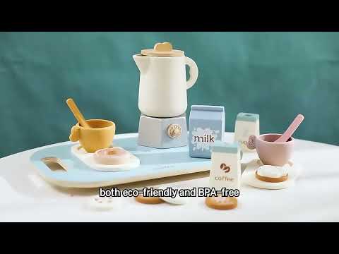 Wooden Afternoon Tea Set For 2 4 Years Pretend Play Kitchen Toy Role play For Dessert Box Gift