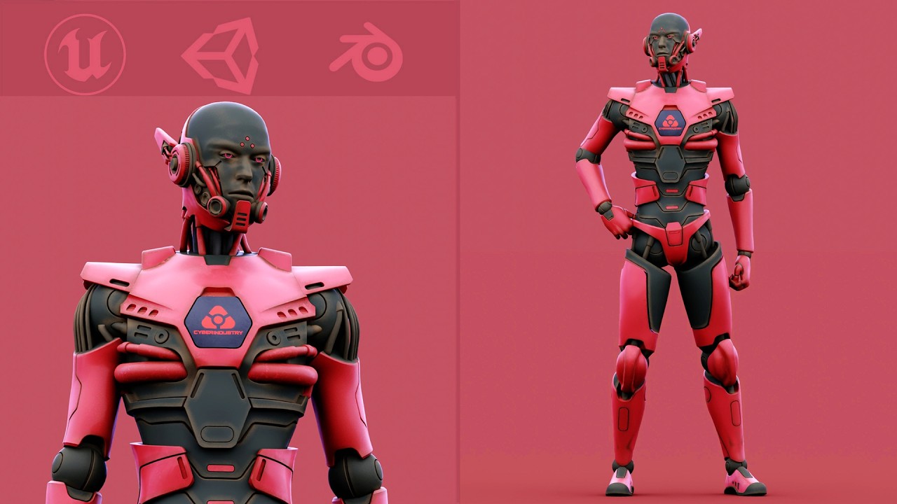 CYBORGTOPIA B-37 Auto-Rig Pro Rigged For Mixamo Unreal Engine Unity 3D Model