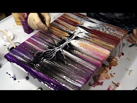 Tree Swipe Acrylic Pour 🌳💫 Creating a Mystical Landscape ~ Relaxing Fluid Art Tutorial