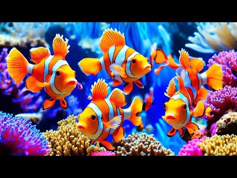 Aquarium 4K VIDEO (ULTRA HD) - Amazing Beautiful Coral Reef Fish - Sleep Relaxing Meditation Music.
