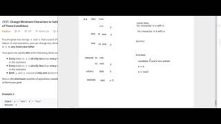 YouTube video 'Leetcode--1737 change minimum characters to satisfy one of three conditions (Greedy)'