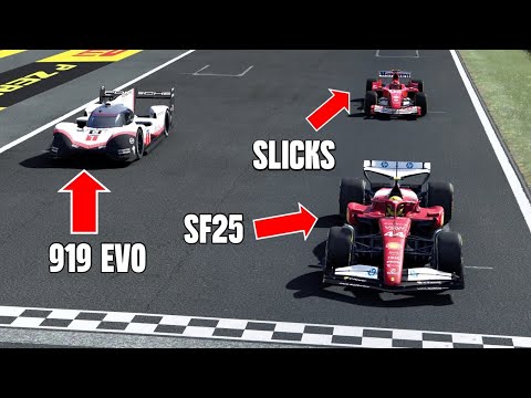 Lewis Hamilton Ferrari F1 2025 vs Porsche 919 EVO vs Ferrari F2004 Slicks Tyres at Monza