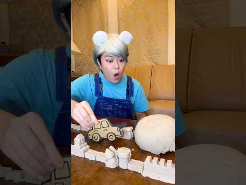 CARDBOARD CAR POPS OUT OF A PILE OF SAND!#asmr