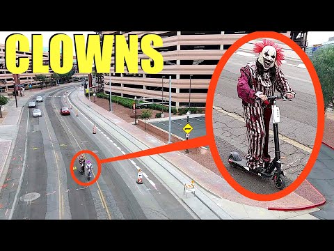 When your drone see's Clowns on electric scooters, Let them pass and DO NOT get in their way!