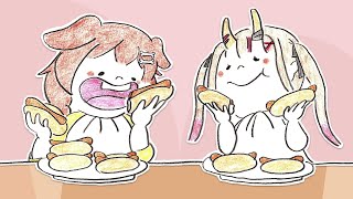 【手描き】大食いコンテスト【戌神ころね/百鬼あやめ/ホロライブ/切り抜き】