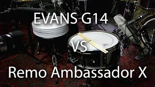 Video thumbnail for Evans G14 coated vs Remo Ambassador X on Snare by Marius Schulte