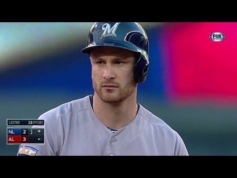 2014 ASG: Lucroy doubles over Trout's head for run