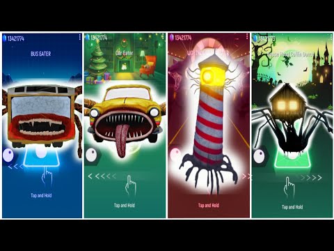Bus Eater vs Car Eater vs Lighthouse Monster vs House Head Tiles Hop EDM Rush!