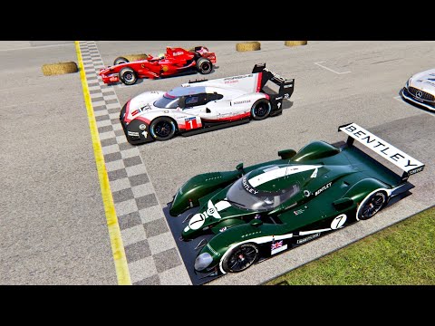 Ferrari F1 2007 vs Porsche 919 EVO vs Bentley Speed 8 - Old Monza
