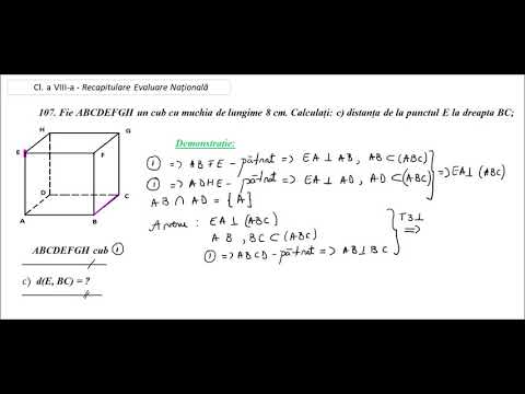 Cl  a VIII-a - Recapitulare E N - ex. 107c) -  cub - distanta de la un punct la o dreapta