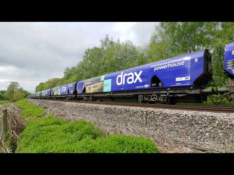 66 731 Captain Tom Moore on the Liverpool Drax Biomass  at Plumley.