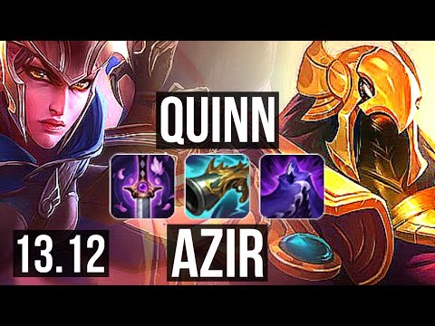QUINN vs AZIR (MID) | 14 solo kills, Legendary, 1.4M mastery, 500+ games | EUW Master | 13.12